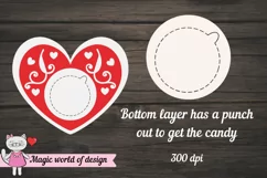 Valentine's day gift , red heart candy dome paper craft svg, Product Image 2