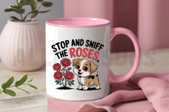 Cute Puppy Stop And Sniff Roses Illustration For Sublimation Product Image 3