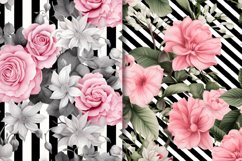 Flowers Black Stripes Digital Paper Bundle Product Image 4