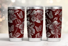 20oz Tumbler laser svg Hibiscus wrap|Tropic Flowers pattern Product Image 3