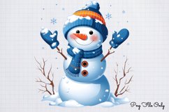 Blue Christmas Snowman Clipart PNG Product Image 1