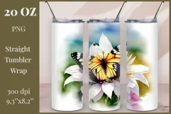 Tumbler Sublimation Design Watercolor Butterfly / PNG/ Wrap/ Product Image 1
