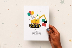 Kids Car Excavator | Happy Birthday Card | EPS SVG PNG JPG Product Image 3