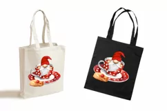Watercolor gnome in a mug of tea with cookies, Gnome PNG Product Image 3