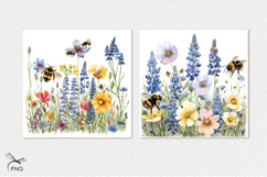 Bumblebees on flowers digital paper, background clipart Product Image 3