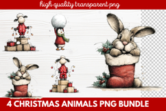 4 Christmas Animals PNG | Cute Festive Wildlife Clipart Product Image 1