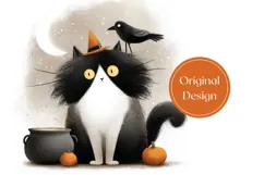 Cartoon Halloween Cat Tumbler, Spooky Halloween Printable Product Image 3