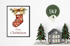 Watercolor Christmas Greeting Cards, Santa Sack Card Designs Product Image 3