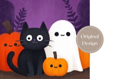 Cute Halloween Tumbler, Cartoon Cat Tumbler Sublimation Product Image 3