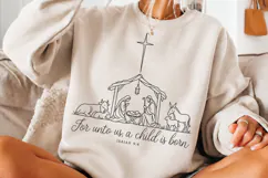 For Unto Us a Child Is Born Nativity PNG, Isaiah 9:6 Christi Product Image 3