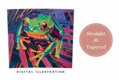Green Frog Tumbler Wrap, Neon Tropical Leaves Tumbler Design Product Image 3