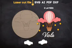 Baby Name Sign Air Balloon SVG laser cut file for Glowforge Product Image 3