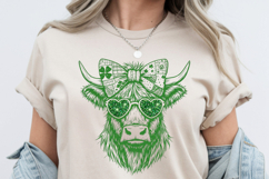 Vintage Coquette Highland Cow St. Patrick's Day PNG Product Image 3
