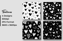 Black &amp; White Golden Hearts Pattern Product Image 3