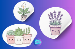 Kawaii Potted Plant Stickers | Cute SVG PNG PDF Bundle Product Image 3