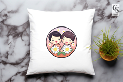 Cute Couple Kids Clipart Sublimation PNG Product Image 3