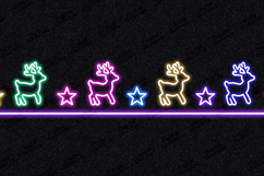 Neon Reindeer Border Line Christmas Glow Light Art Backgroun Product Image 1