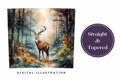 Watercolor Christmas Tumbler Wrap, Winter Deer Sublimation Product Image 3