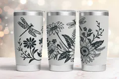 20oz Tumbler laser svg wrap|Wildflowers and Dragonflies Product Image 1