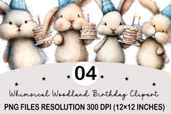 Whimsical Birthday Clipart Birthday animals Png Product Image 1