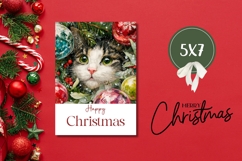 Cute Christmas Cat Greeting Card Design Product Image 3