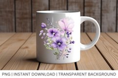 Purple flowers clipart, Watercolor Purple floral clipart Product Image 3