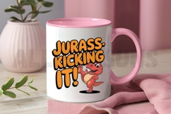 Cartoon Red Dinosaur Kicking It Illustration For Sublimation Product Image 3