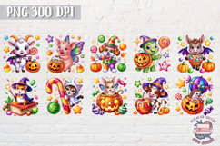 Halloween Cute animals Clipart Bundle Sublimation 55 PNG Product Image 5