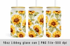 Sunflowers glass can wrap, Floral Watercolor 16oz Libbey Can Product Image 1