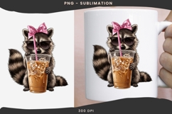 Raccoon iced coffee png design for T-shirts Product Image 3
