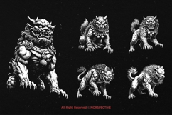10 Bundle Dark Art Komainu Statue Japanese Lion Dog Gurdian Product Image 5