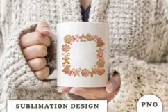 Watercolor Christmas Gingerbread Wreath png Product Image 3