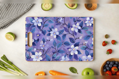 Cute Periwinkle Floral Cutting Boards sublimation Design Product Image 3