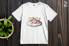 Cloud With Hearts Cute Watercolor Clipart Sublimation PNG Product Image 3