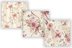 Coquette Toile Digital Paper Pack, Vintage Floral Toile Product Image 3