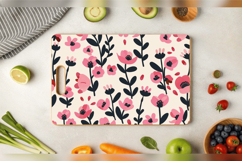 Pink Scandinavian Flowers Cutting Boards sublimation Designs Product Image 3