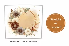 Watercolor Wreath Tumbler Design, Boho Flowers Sublimation Product Image 3