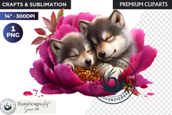 Floral Wolf Fantasy clipart, Botanical Wildlife Graphics PNG Product Image 1
