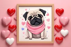 Sweet Pugs Valentine Clipart, Valentines PNG Product Image 3