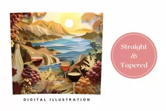 3D Wine Tumbler Wrap PNG, Summer Sublimation Tumbler Product Image 3