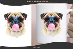 Pug with bubblegum png design for T-shirts Product Image 3