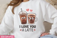 I love you a latte PNG, Retro Valentine Sublimation PNG Product Image 3