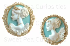 Cameo, Brooch, Victorian, Ephemera, PNG, Flower, Clipart Product Image 3