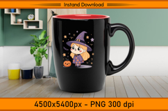 Cute Little Witch Girl Sublimation Design PNG Product Image 3