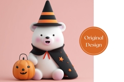 3D Halloween Bear Tumbler, Cartoon Halloween Bear PNG Product Image 3