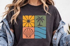 Retro Tropical Beach SVG | Sun Wave Seashell Palm Tree Product Image 3