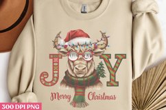 Joy Merry Christmas PNG, Highland Cow Sublimation PNG Product Image 3