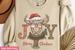 Joy Merry Christmas PNG, Highland Cow Sublimation PNG Product Image 3