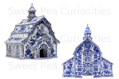 Blue Toile, Ephemera, PNG, Clipart, Junk Journal, flowers Product Image 3