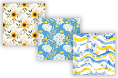Summer Floral Seamless Pattern Pack, Watercolor Sunflower Product Image 3